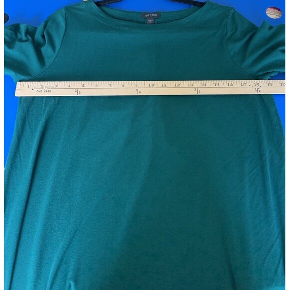 J. Jill Short Sleeve Maxi Dress Stretch Pleated Back Women's Green Medium Petite - Picture 4 of 5